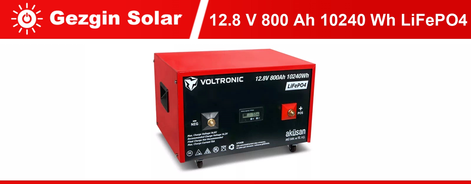 Gezgin Solar Voltronic Akü 12.8 V 800 Ah LiFePO4