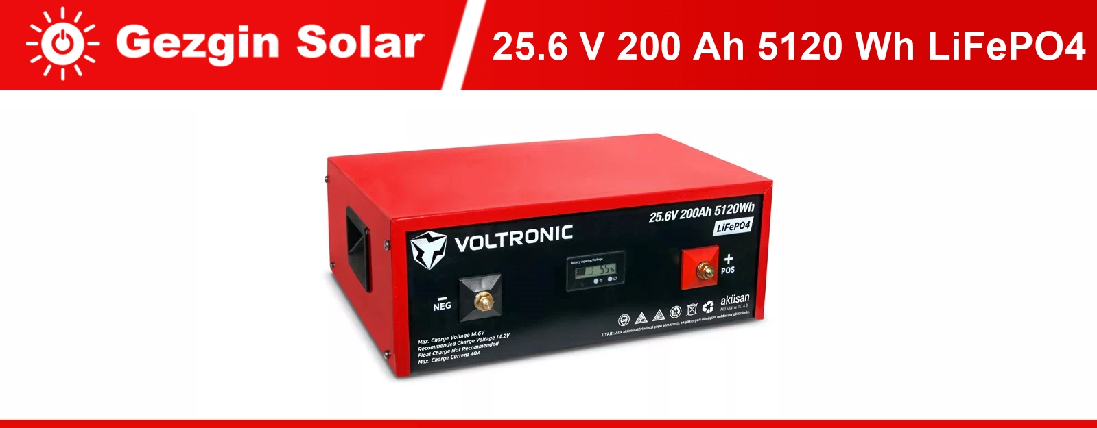 Gezgin Solar Voltronic Akü 25.6 V 200 Ah LiFePO4