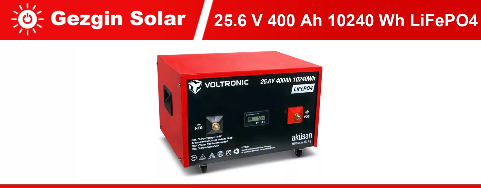 Gezgin Solar Voltronic Akü 25.6 V 400 Ah LiFePO4